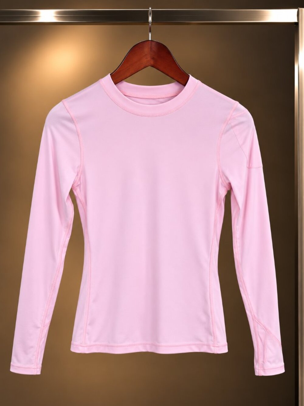 bloqUV UPF 50+ Long Sleeve Sun Shirt Crew Neck Thumbholes Light Pink Size XS